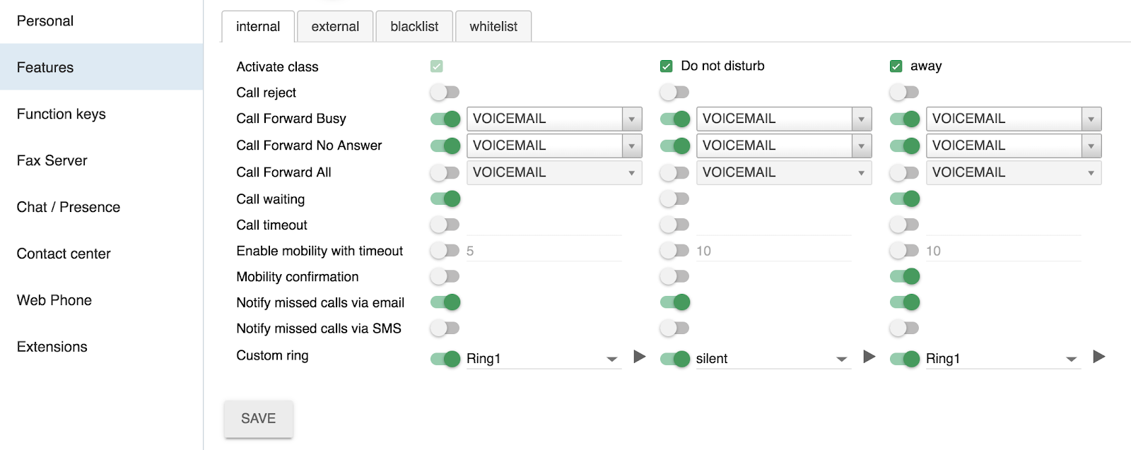 Collaboration 4.01 Settings Features