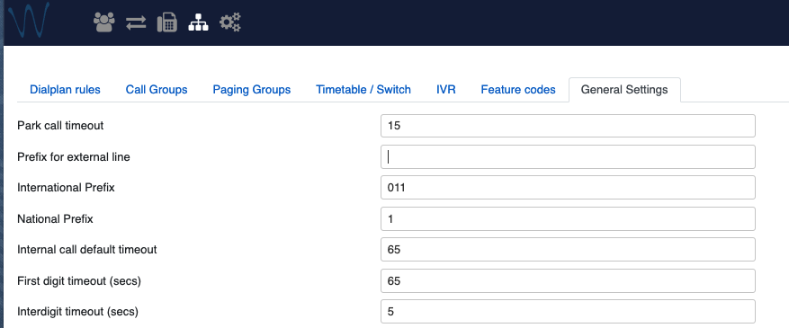 So long as “Prefix for external line” is empty, your Wildix PBX will comply with the first part of Kari’s Law.