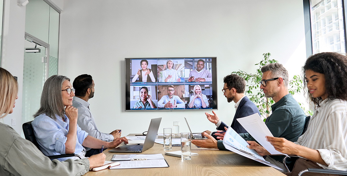 Secure conference call at the huddle room